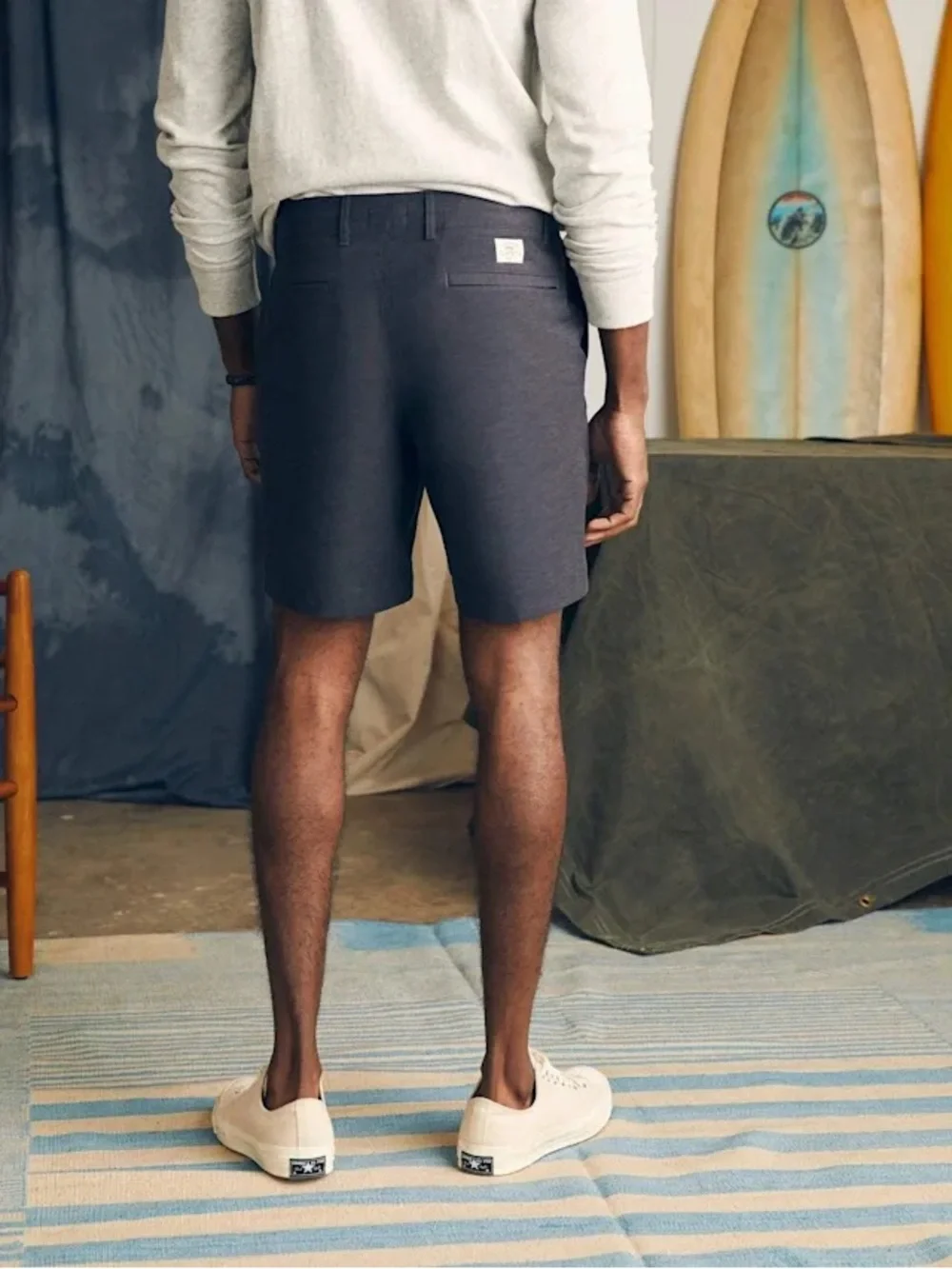 Faherty Men's Charcoal Flat-Front Stretch Shorts
